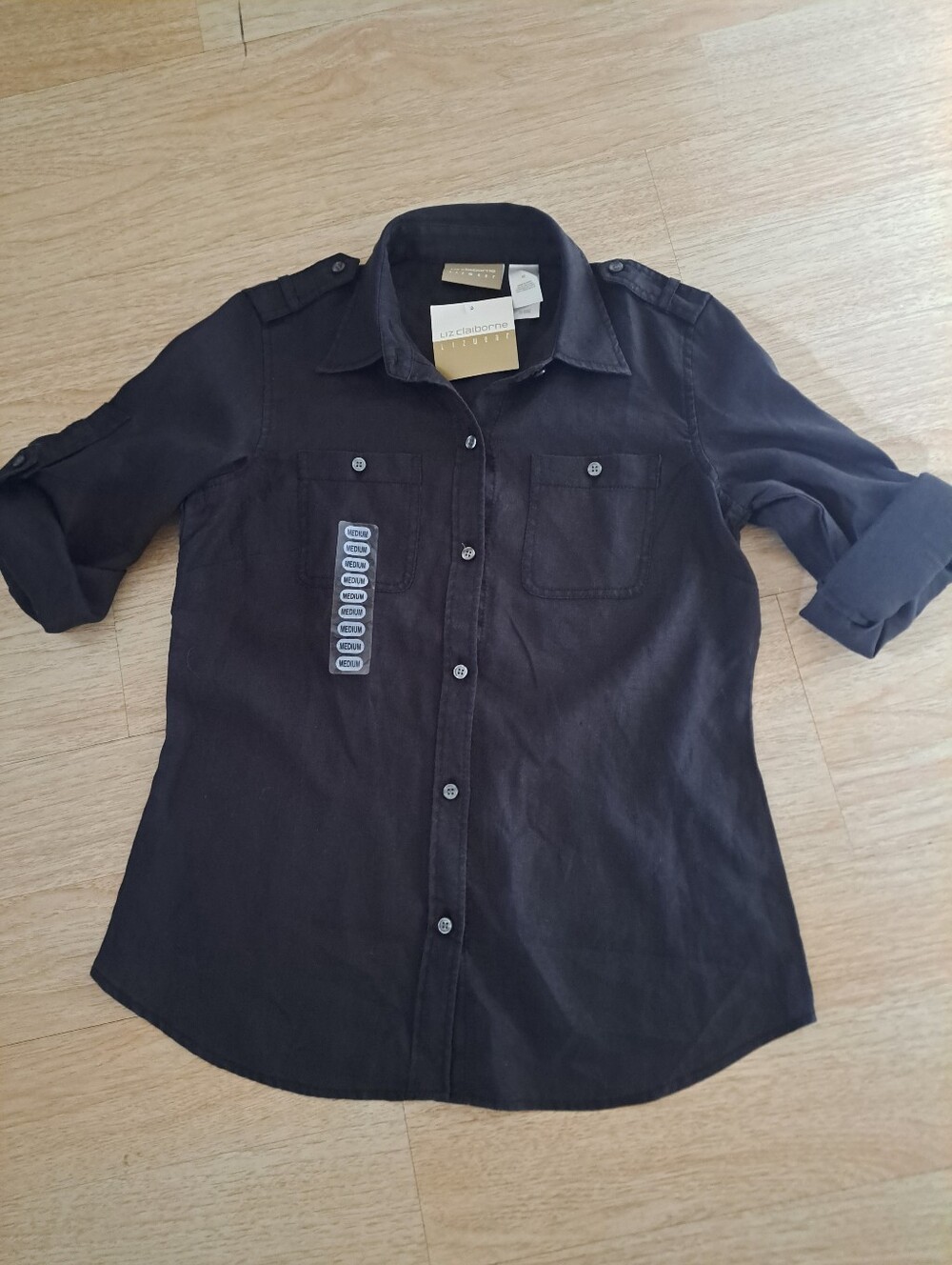 LIZ claiborne  Black Casual Button-Down Shirt